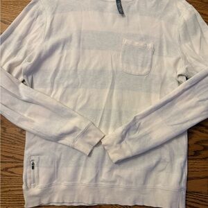 Vuori Men's Light Cream Striped Crewneck Sweater